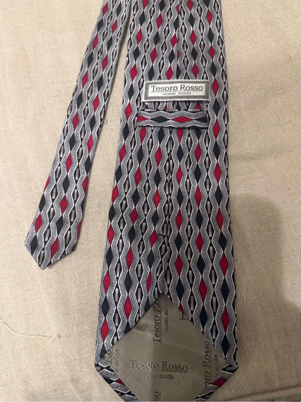 Tesoro Rosso Uomo Moda Silk Geometric Tie